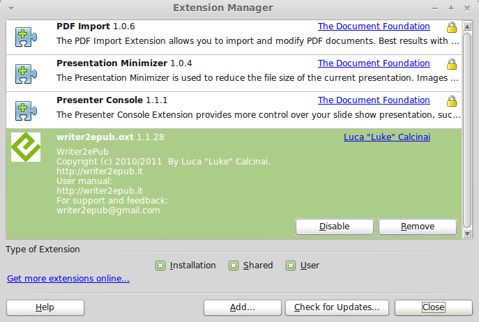 Extension Manager - Add ePub Successfully